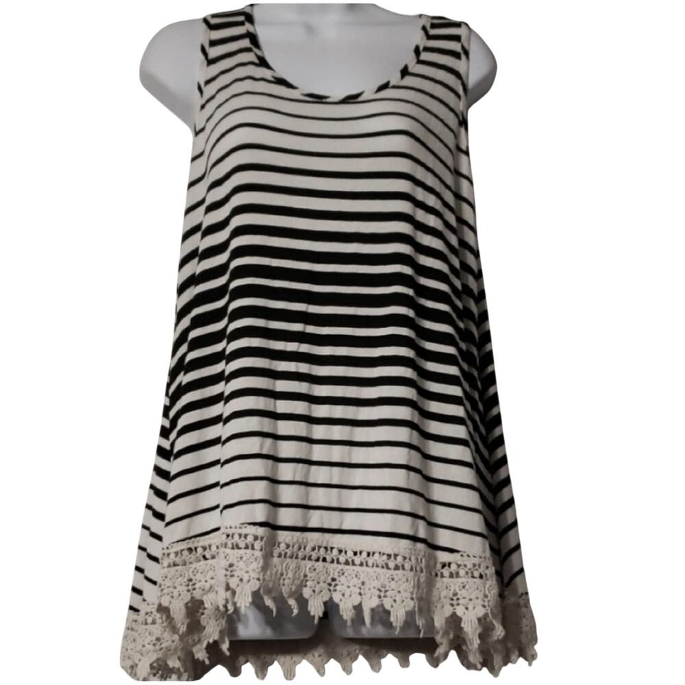 Honeylee Black White Stripe BOHO Sleeveless Dress Size Small